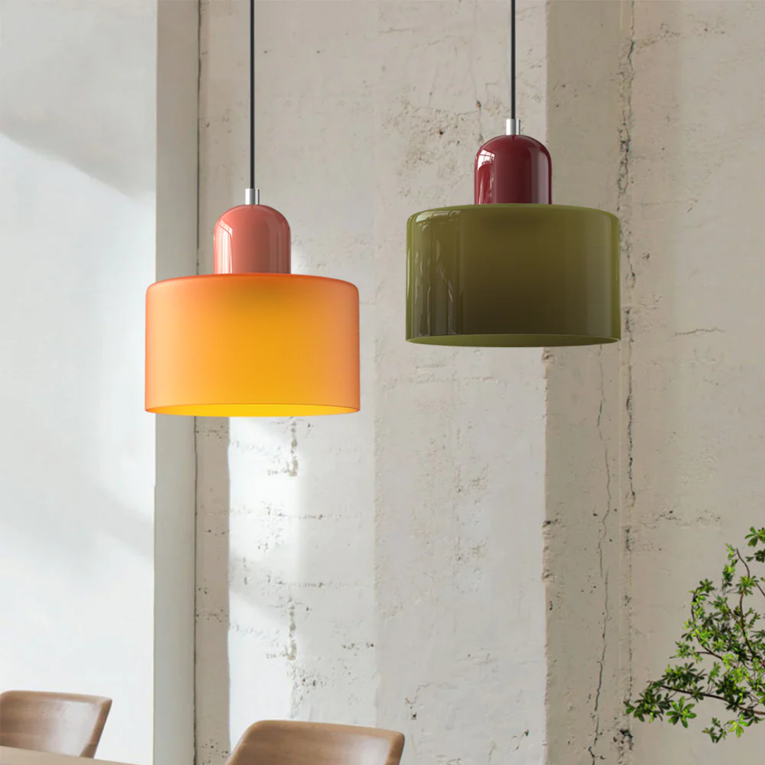 Lismeno Retro Hanglamp Glas 15cm Groen Oranje Eettafel Keuken Vintage Verlichting Compact | Sansoti