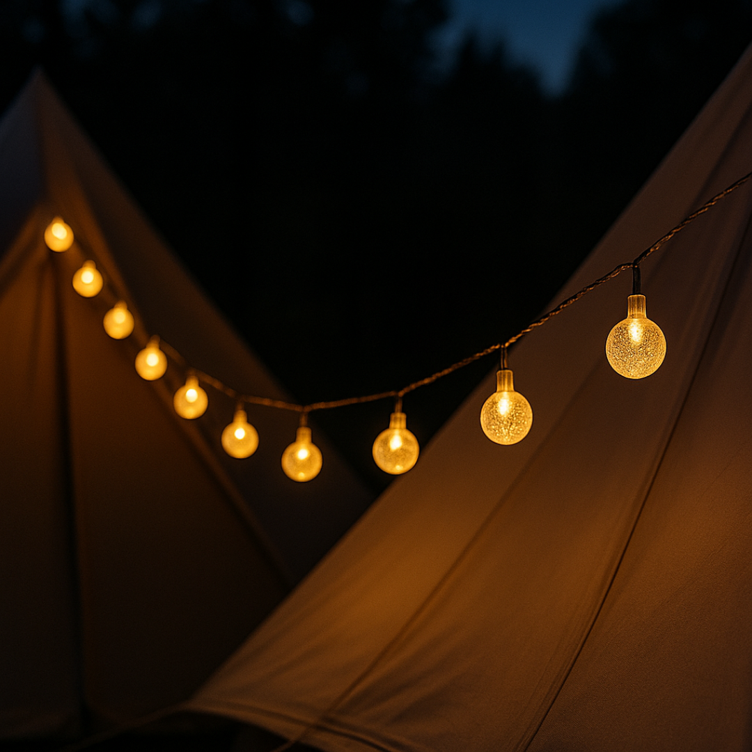 Solar LED Lichtsnoer 10 Meter Warm Wit Waterbestendig Buiten Tuin Camping Terras Feestverlichting Sfeerverlichting | Sansoti