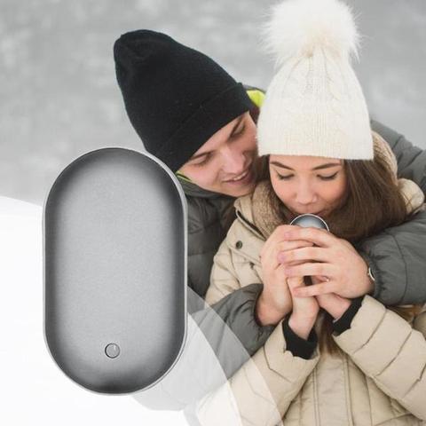 Oplaadbare Handwarmer met Powerbank 5200mAh Zilver Goud Roségoud Blauw Dubbele Verwarming 3 Temperatuurstanden USB-C Compact Zakformaat Outdoor Winter Cadeau | Sansoti