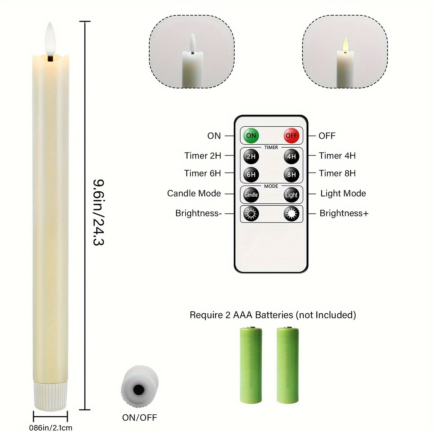 Kegelkaarsen LED Set met Afstandsbediening Ivoor Tafelverlichting Flikkerlicht Bruiloft Decoratie Sfeerlicht | Sansoti