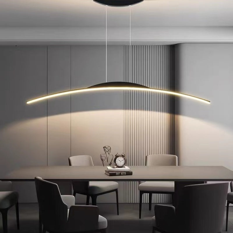 Hanglamp Gebogen Metaal LED Dimbaar Afstandsbediening Lineair Boogvorm Modern Interieur Kantoor 100cm | Sansoti