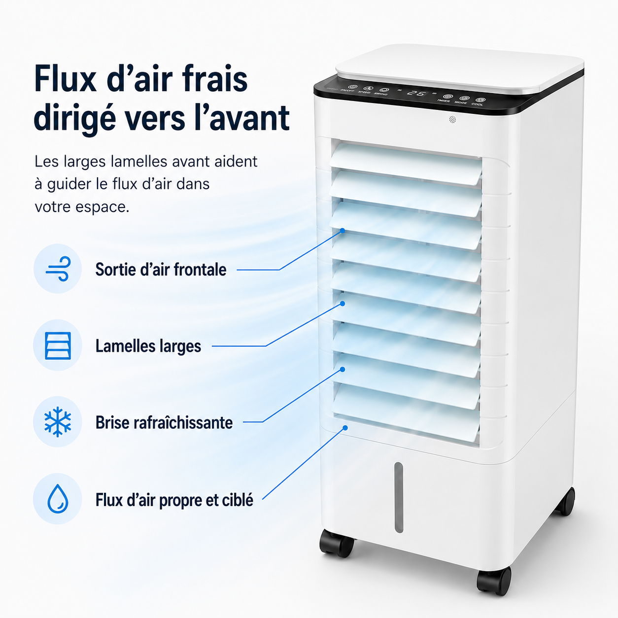 Draagbare Mobiele Aircooler 3-in-1 met 7L Watertank en Afstandsbediening – Energiezuinige Luchtbevochtiger met Timer voor Thuis en Kantoor | Sansoti