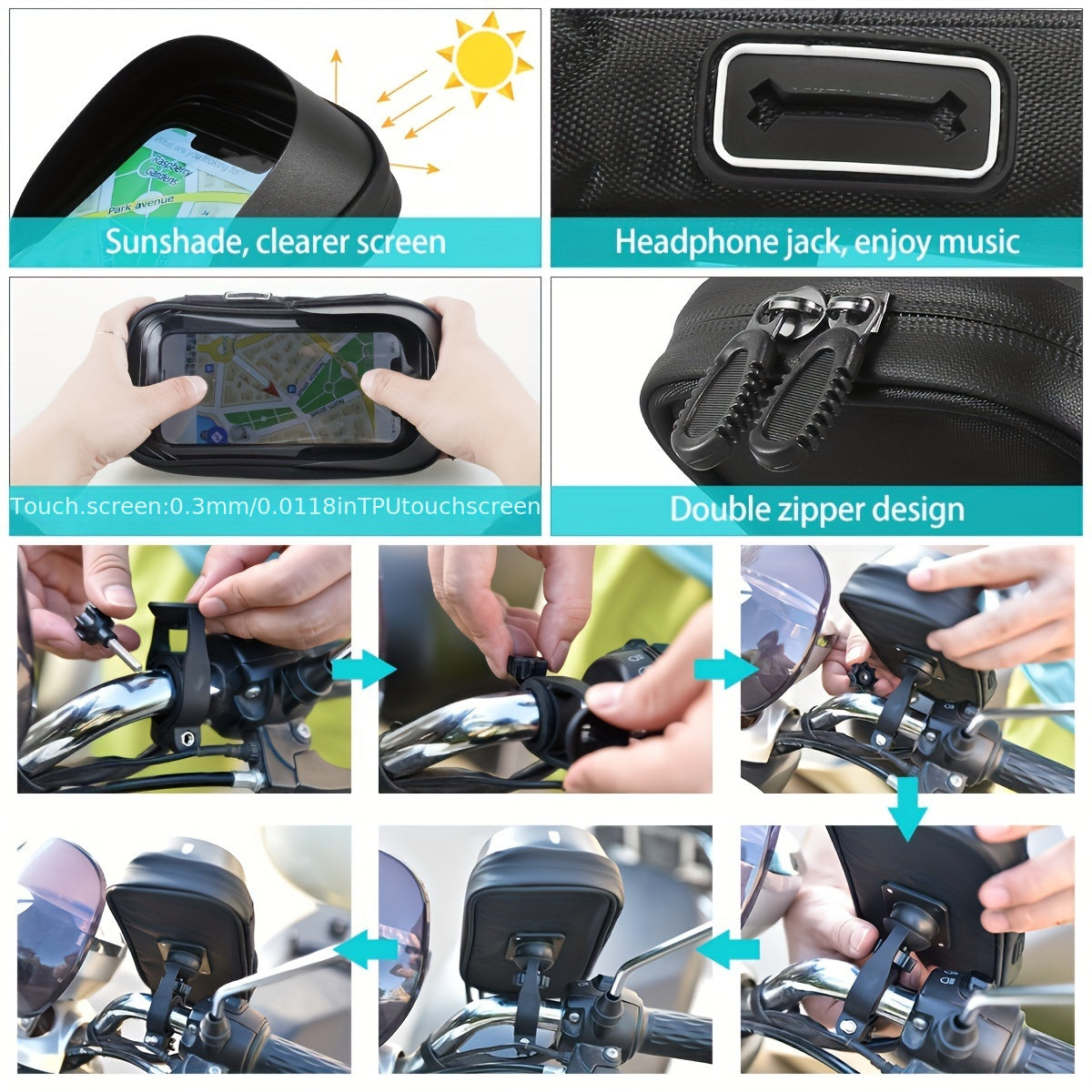 Waterdichte Telefoonhouder voor Fiets en Motor met 360° Draaibaar Systeem | Sansoti