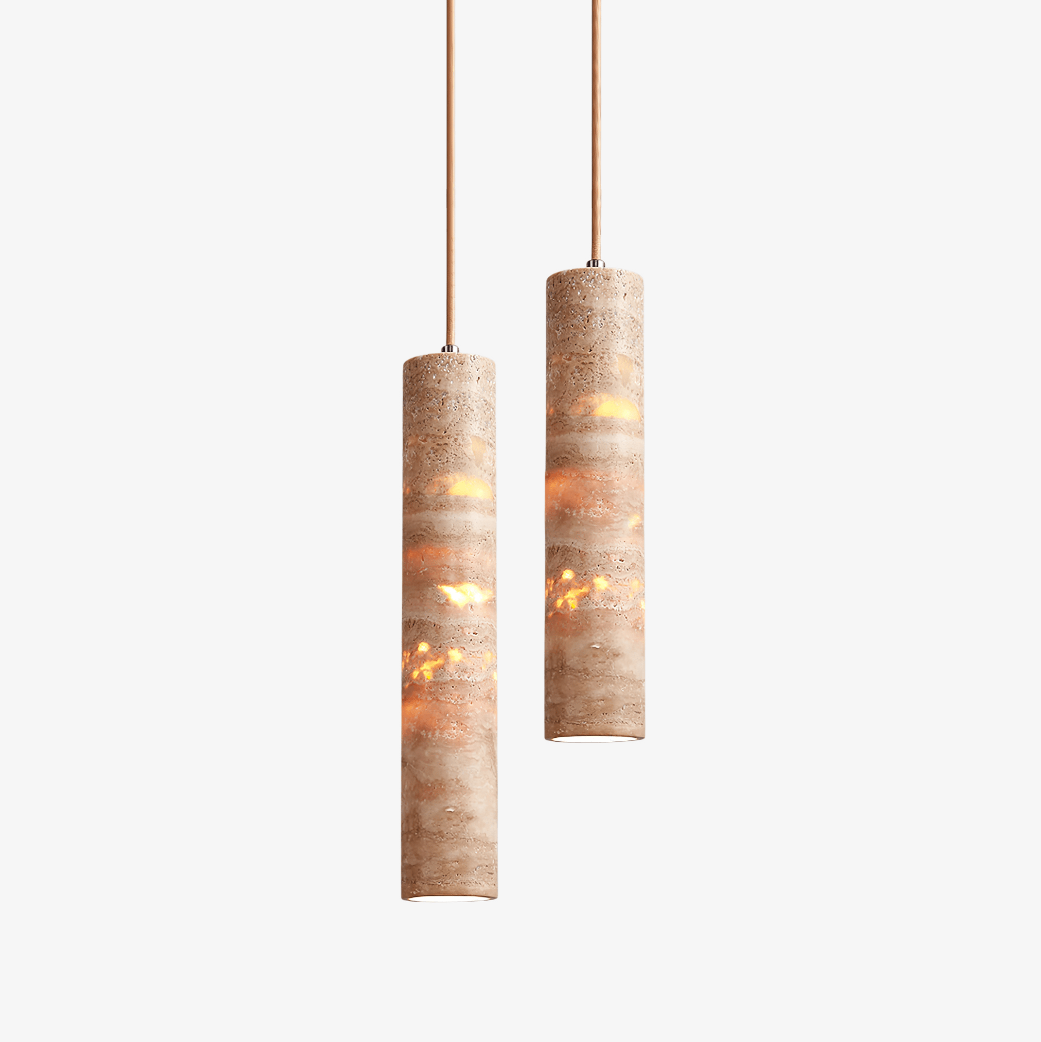 Hanglamp Travertin Cilinder Ø 6 cm Natuursteen Beige Eettafel Kookeiland Bar Verstelbare Hanglamp E27 | Sansoti