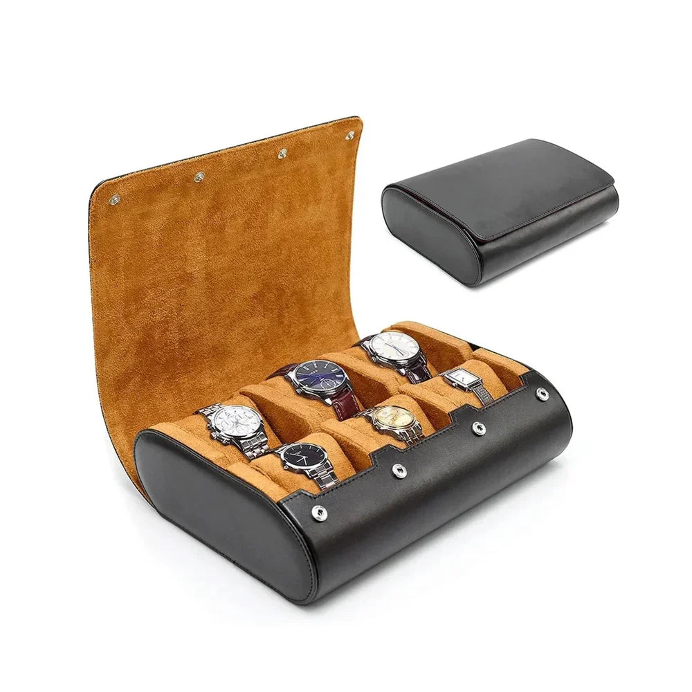Uhrenbox aus Leder mit Velours-Innenfutter 3 oder 6 Fächer Reiseorganizer Aufbewahrungsbox Uhrenetui Präsentation | Sansoti