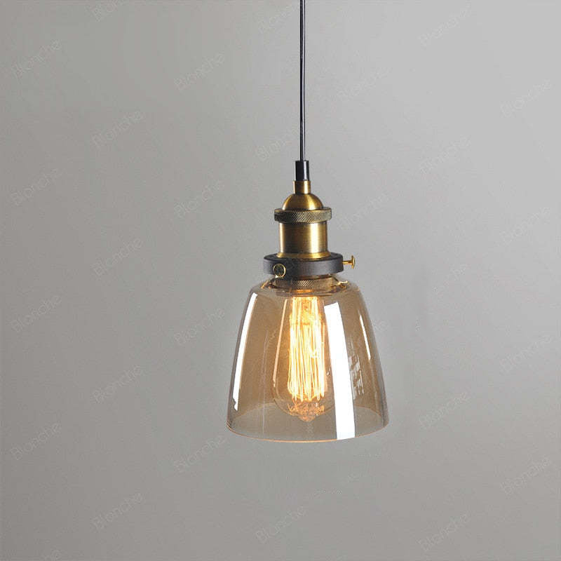 Industriële Glazen Hanglamp Metaal E27 Verstelbaar Snoer Transparant Amber Rookgrijs Binnenverlichting | Sansoti