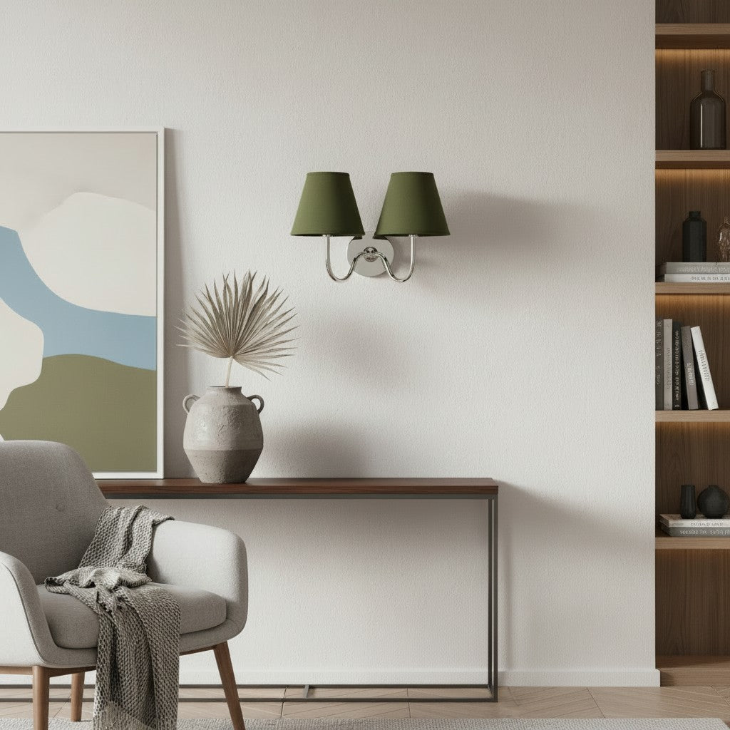Wandlamp met Geplisseerde Stoffen Kap – Klassieke Verlichting voor Slaapkamer en Woonkamer | Sansoti