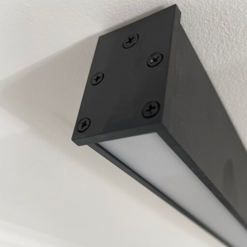 Modern Linear LED Ceiling Light Black Metal 60-120cm Energy-Efficient Dimmable Sleek Design for Living Room | Sansoti
