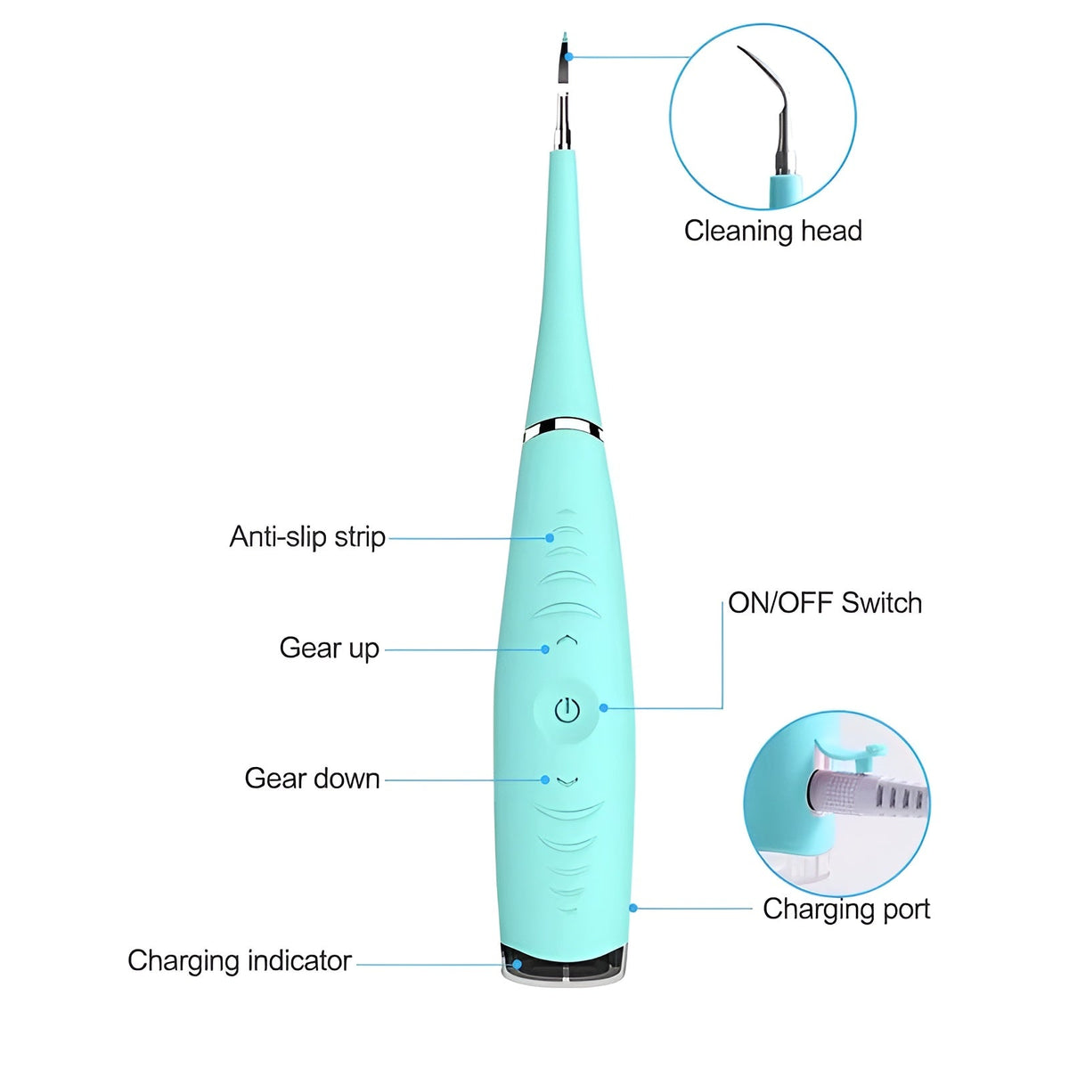 Ultrasonic Teeth Cleaner and Tartar Remover Rechargeable Stain Removal at Home Professional Oral Care | Sansoti