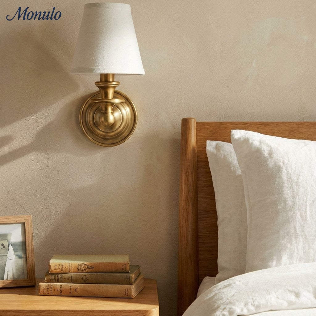 Wandlamp met stoffen kap en zwanenhalsarm – smeedijzeren armatuur met verstelbare leeslamp | Sansoti