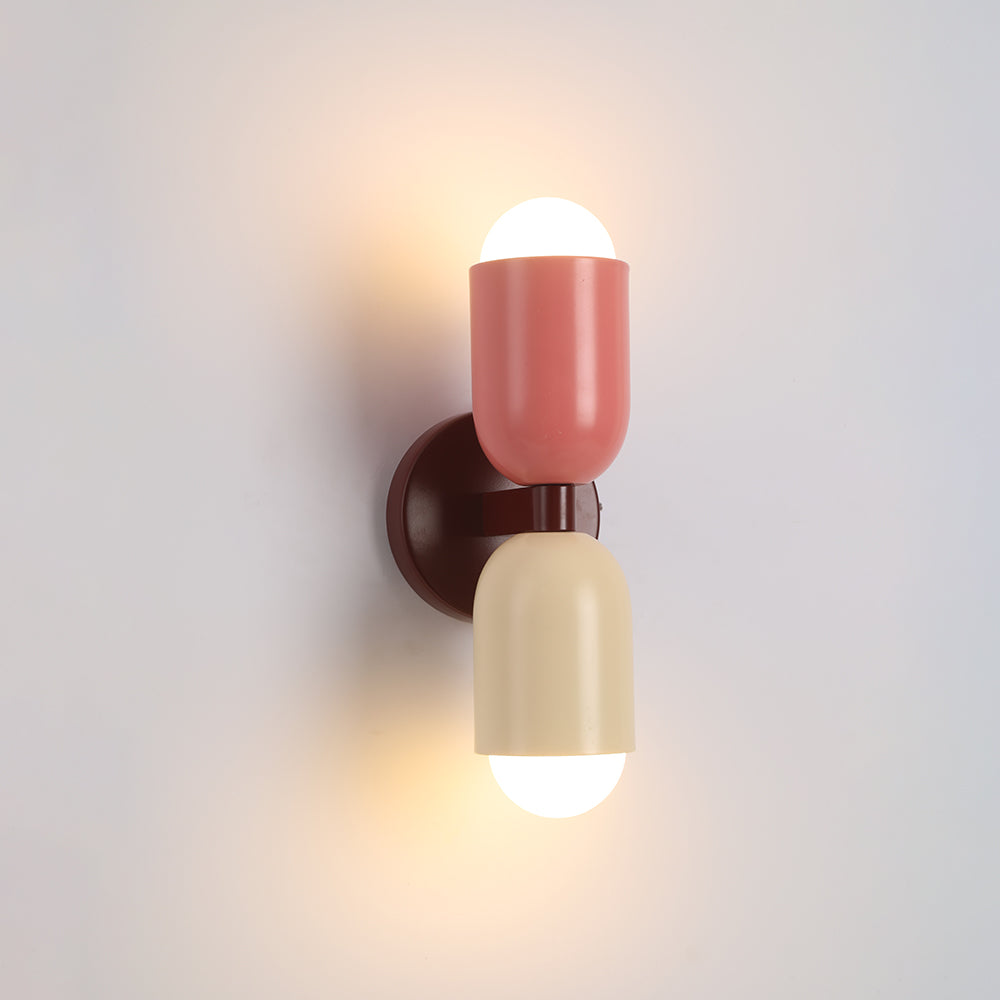 Moderne Metall-Wandleuchte LED Duo mit farbenfrohem pulverbeschichtetem Design für Schlafzimmer und stimmungsvolles Wohnzimmer | Sansoti