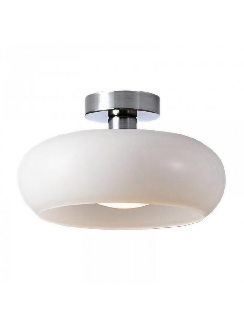 Plafondlamp Glazen Schijf Bauhaus Design Messing of Chroom Oranjegeel of Wit Glas Retro Stijlvolle Verlichting | Sansoti