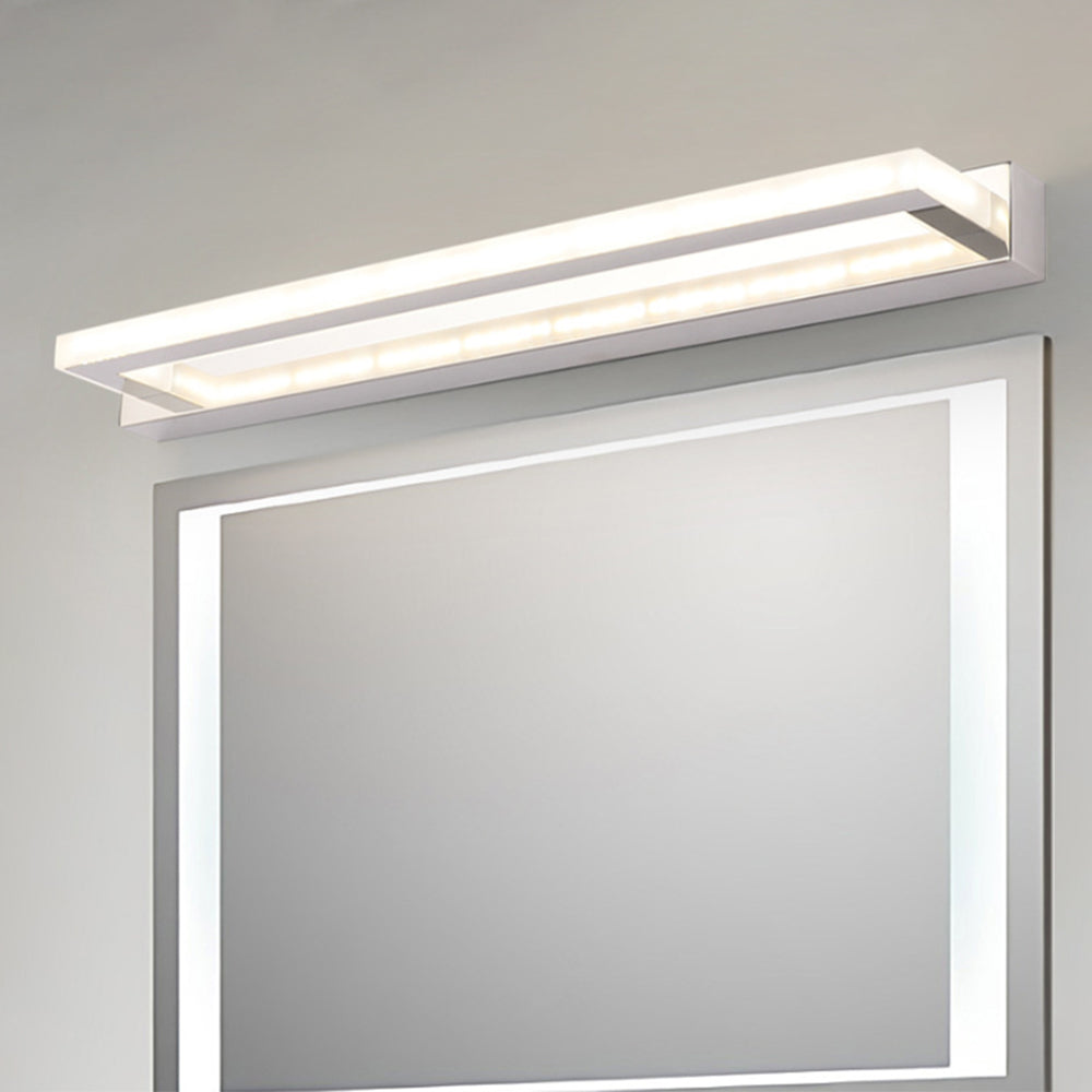 Rectangular White LED Wall Light for Bathroom Mirror, Metal, Acrylic, Modern Mirror Lighting, Splash-Proof IP44 | Sansoti