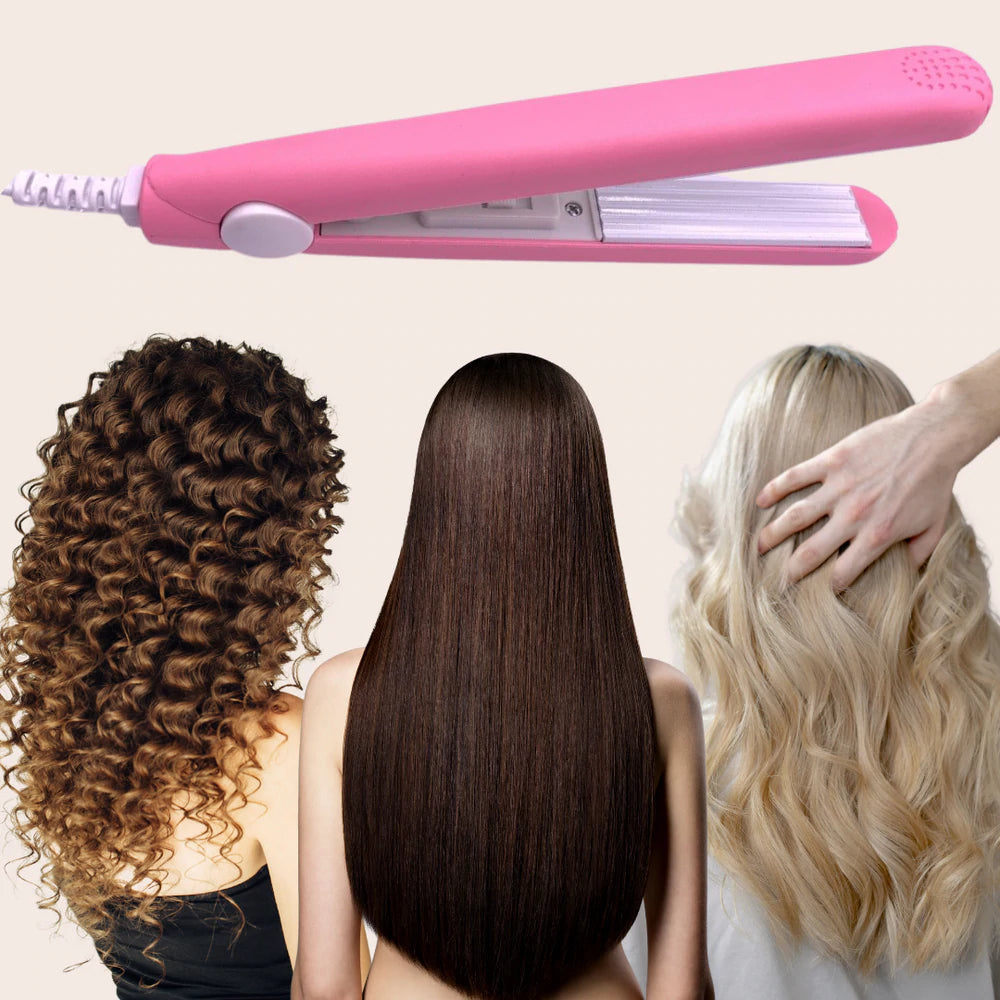 Kompakter keramischer Haarglätter, 2-in-1 für Locken und glattes Haar, Turmalinplatten, Reisegröße, 190 °C, Aufheizen in 30 Sekunden | Sansoti
