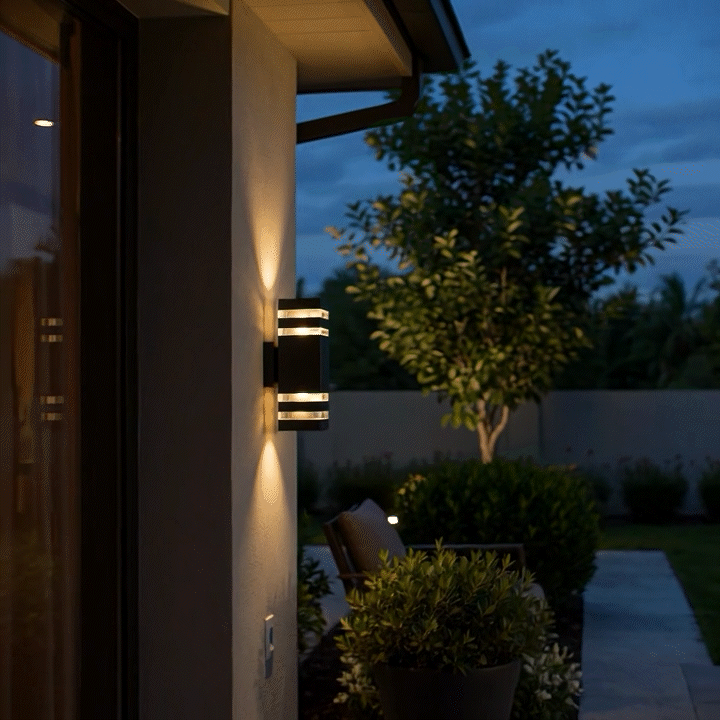 Doppelte LED-Außenwandleuchte aus Aluminium Warmweiß 3000K Up Down Gartenbeleuchtung Fassaden-, Terrassen- und Wandbeleuchtung | Sansoti