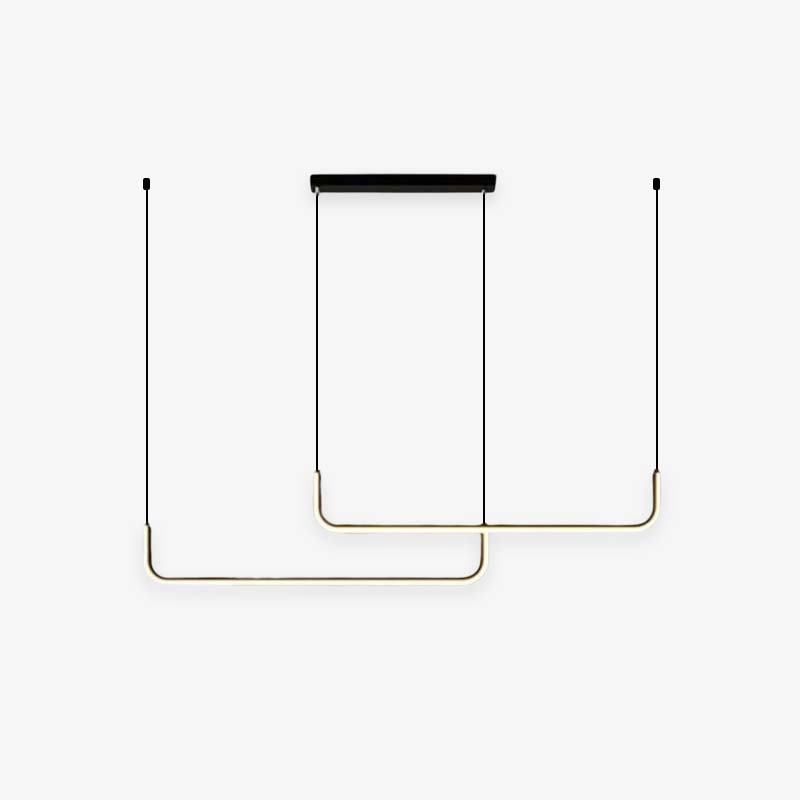 LED-Hängeleuchten Doppelrahmen Linear Modern Schwarz Gold Esszimmer Wohnzimmer Designbeleuchtung Stimmungsvolle Beleuchtung | Sansoti