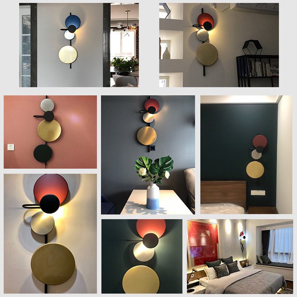 Moderne runde LED-Wandleuchte aus Metall in Rosa, Blau, Grün oder Rot für Wohnzimmer, Schlafzimmer, Esszimmer und Arbeitszimmer | Sansoti