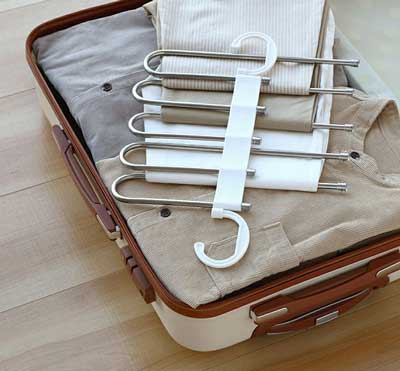 Foldable Clothes Hanger 5-in-1, Space-Saving, Adjustable, Stainless Steel, White Black, Wardrobe Organization | Sansoti