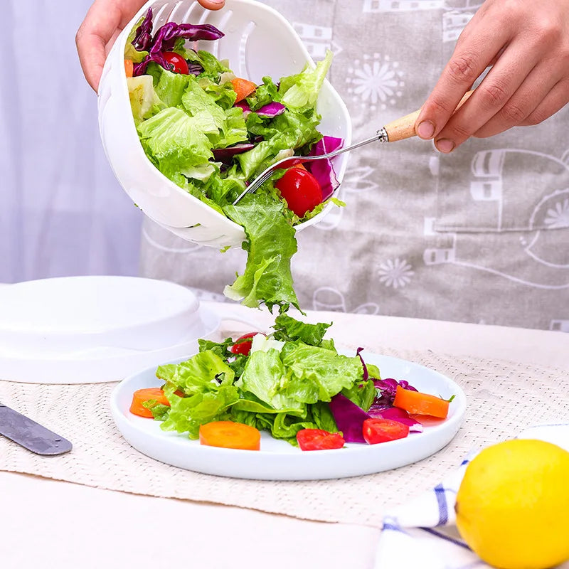 Groente en Salade Snijkom met Geïntegreerde Vergiet – Multifunctioneel Keukengereedschap | Sansoti