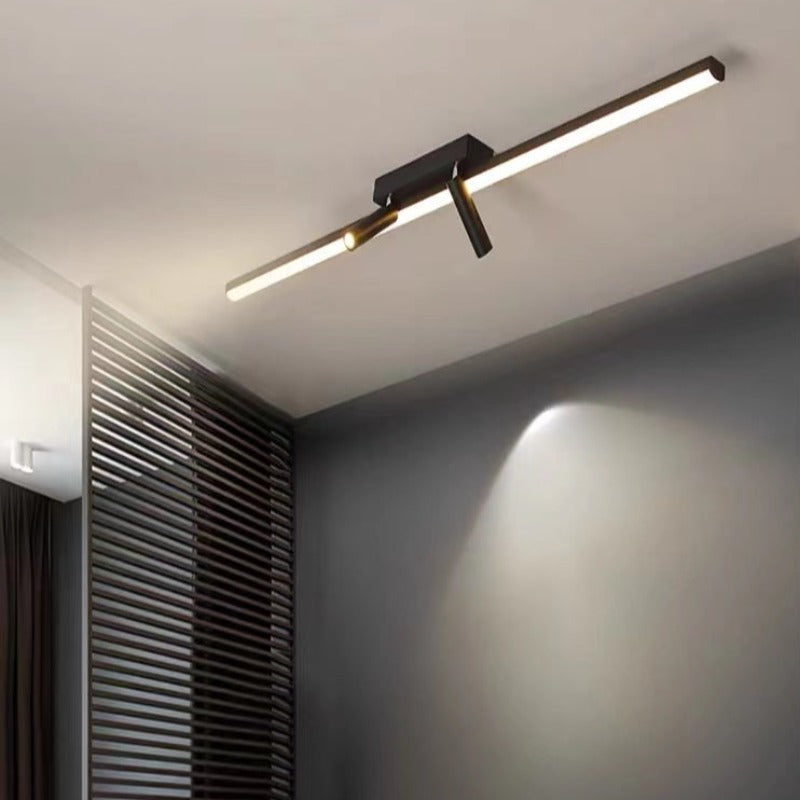 Deckenleuchte LED Linear Metall Silikon Schwarz Verstellbare Spots 80 100cm Schlafzimmer | Restfield