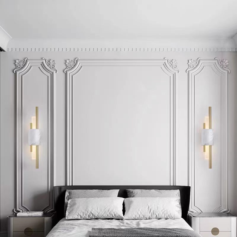 Applique murale moderne en métal et marbre, LED, lumière blanche chaude, chambre, salon, couloir, éclairage intérieur élégant | Sansoti