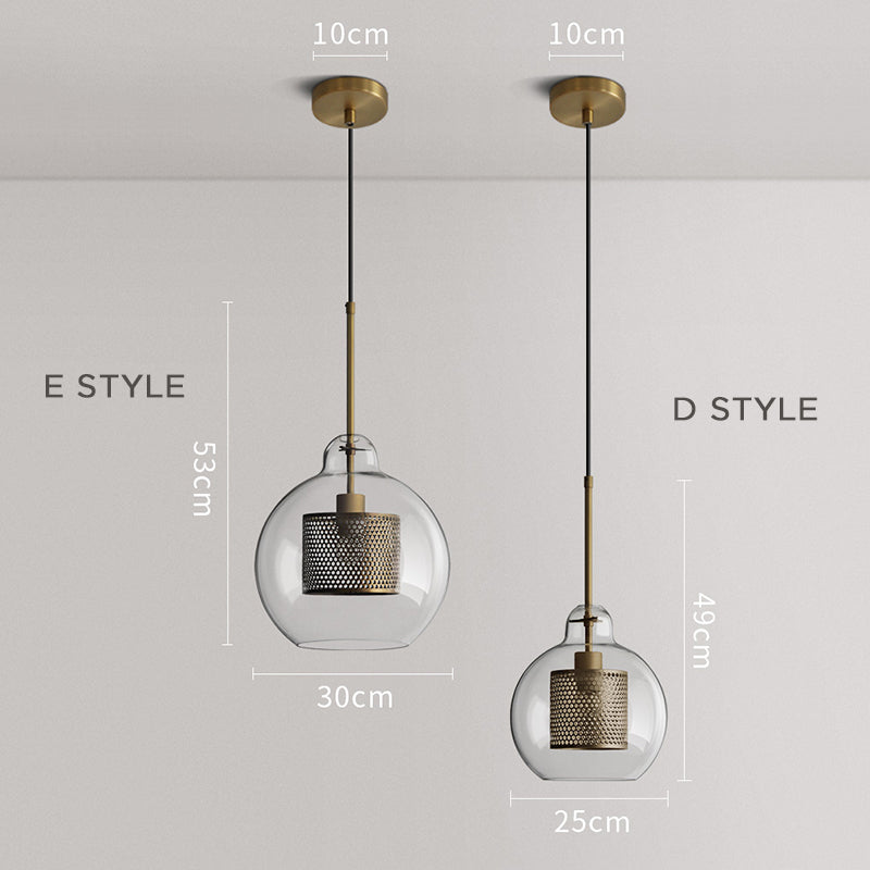 Suspension boule en verre doré ou argenté, douille E26, cordon réglable, salle à manger, chambre, salon, design moderne | Sansoti