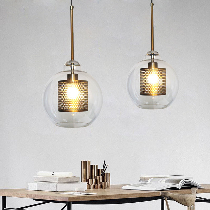 Suspension boule en verre doré ou argenté, douille E26, cordon réglable, salle à manger, chambre, salon, design moderne | Sansoti