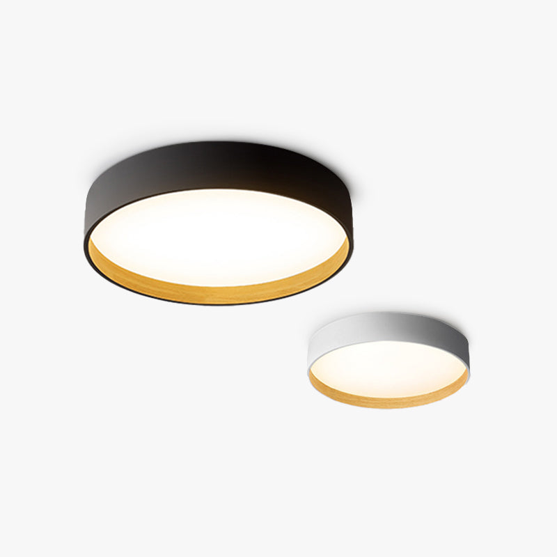 Modern Round LED Ceiling Light Metal Acrylic White Grey Black Dimmable Scandinavian Bedroom Interior | Sansoti