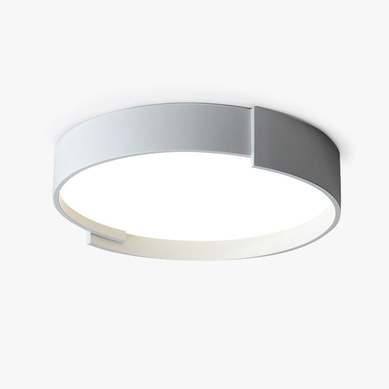 Double LED Ceiling Light, Round Metal Finish, Modern Dimmable Lighting, White, Gray, Green, Gold, Living Room | Sansoti