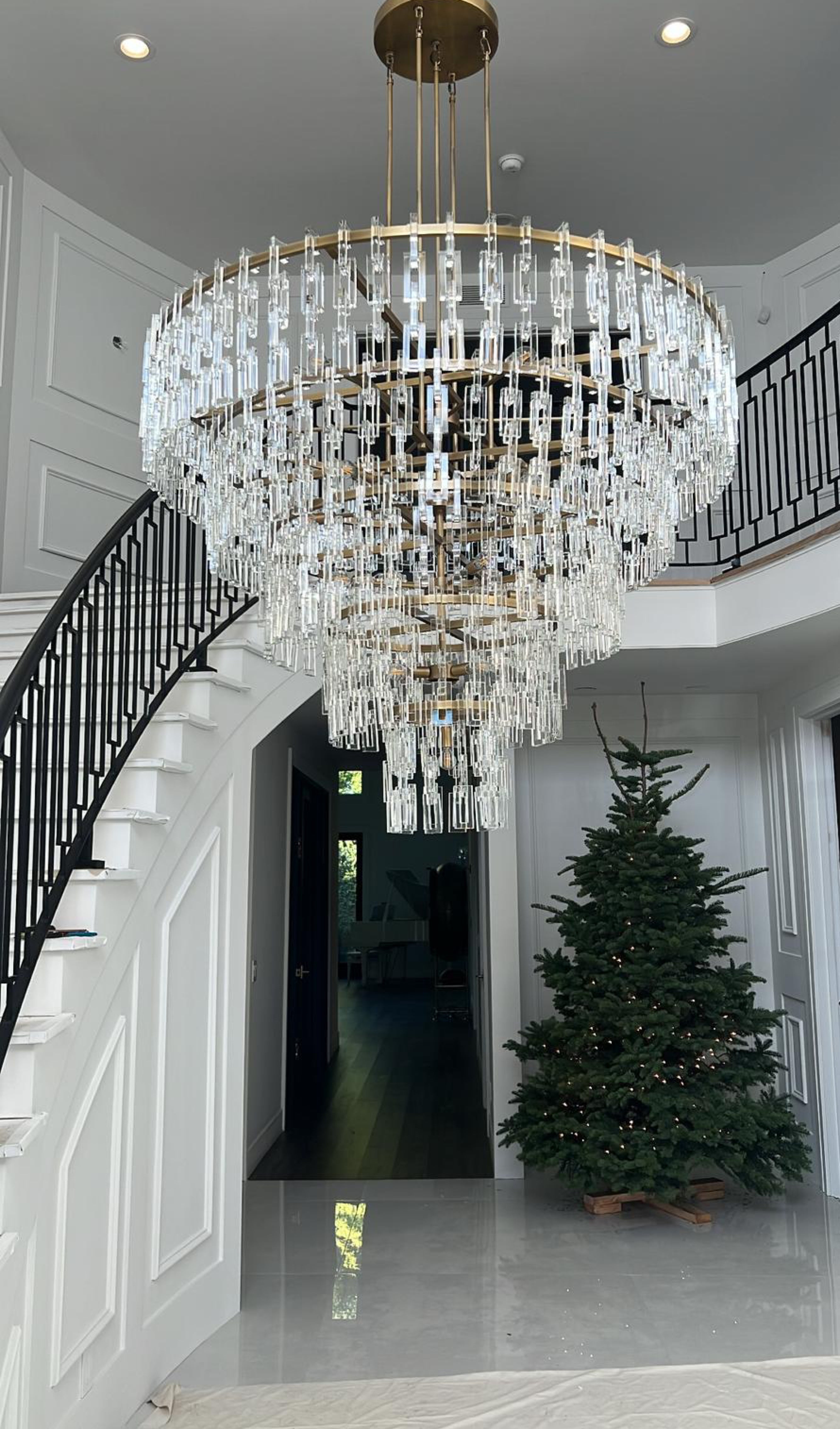 Kristallen Kroonluchter Meerdere Lagen Messing Glas Rond Plafond Verlichting Luxe Eetkamer Woonkamer Design | Sansoti