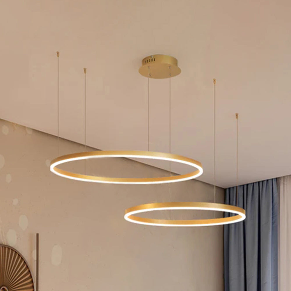 Hängeleuchte Ring LED Rund Metall Schwarz Gold Kaffee Dimmbar Wohnzimmer Schlafzimmer Esszimmer | Restfield