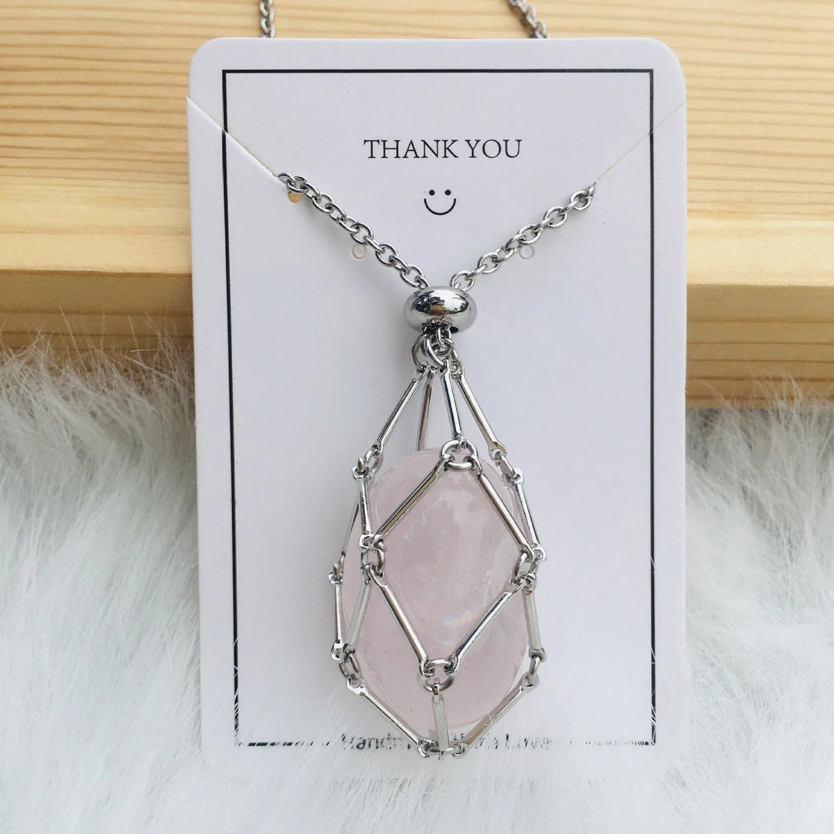 Verstellbare Kristallkette mit austauschbarem Käfiganhänger, Edelsteinen und Titanstahl, trendiger Damenschmuck | Sansoti