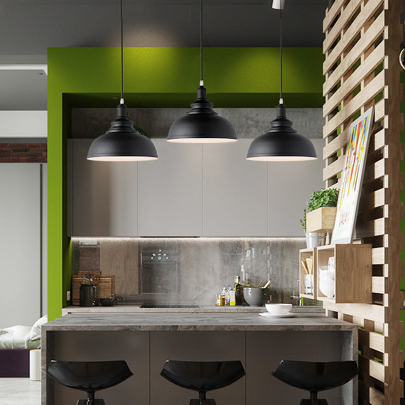 Suspension métallique en forme de coupe style rustique industriel E26/E27 éclairage de plafond de salle à manger noir blanc rouille salon | Sansoti