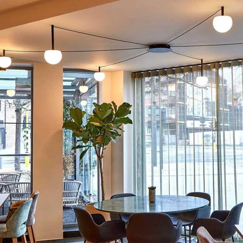 Plafondlamp Glazen Bollen Verstelbaar Metaal Wit Woonkamer Slaapkamer Modern | Sansoti
