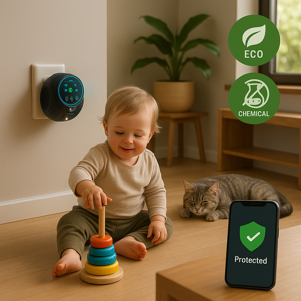 Répulsif à ultrasons contre les insectes, protection à 360° contre les guêpes, abeilles et mouches pour jardin, terrasse et balcon, alimentation sur secteur | Sansoti