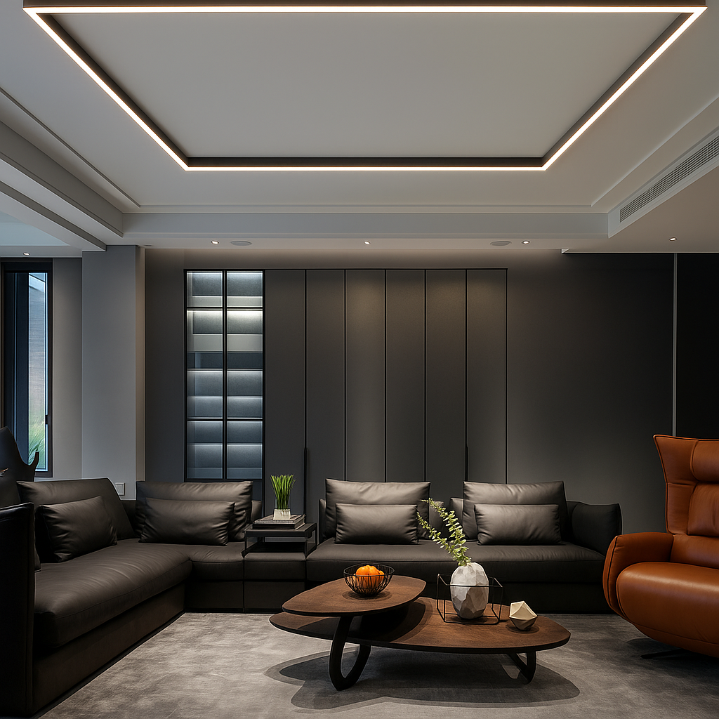 Plafonnier LED design scandinave en aluminium, blanc chaud, à intensité variable, pour salon et chambre, style moderne et élégant | Sansoti