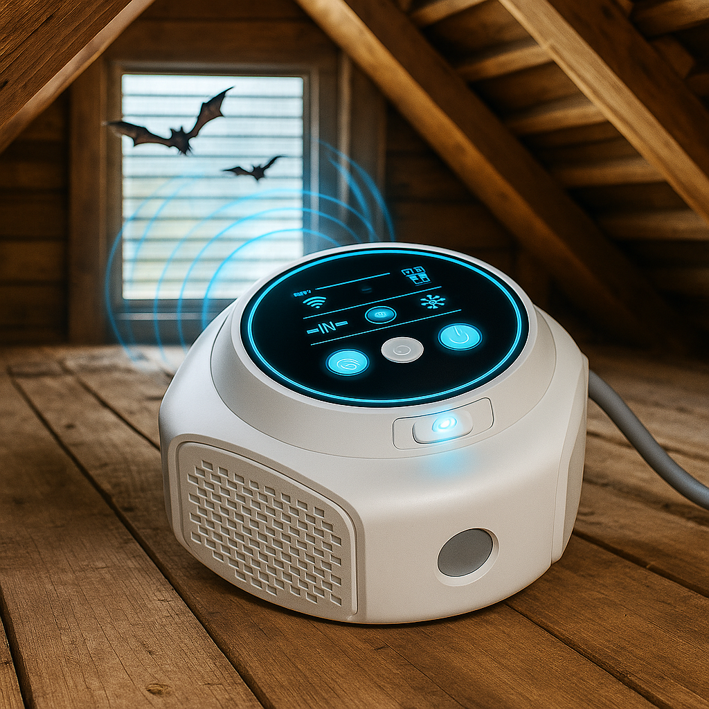 Ultraschall-Fledermausabwehr 360° Schutz für Dachboden, Garage und Schuppen Tierfreundliches, leises Abwehrgerät | Sansoti