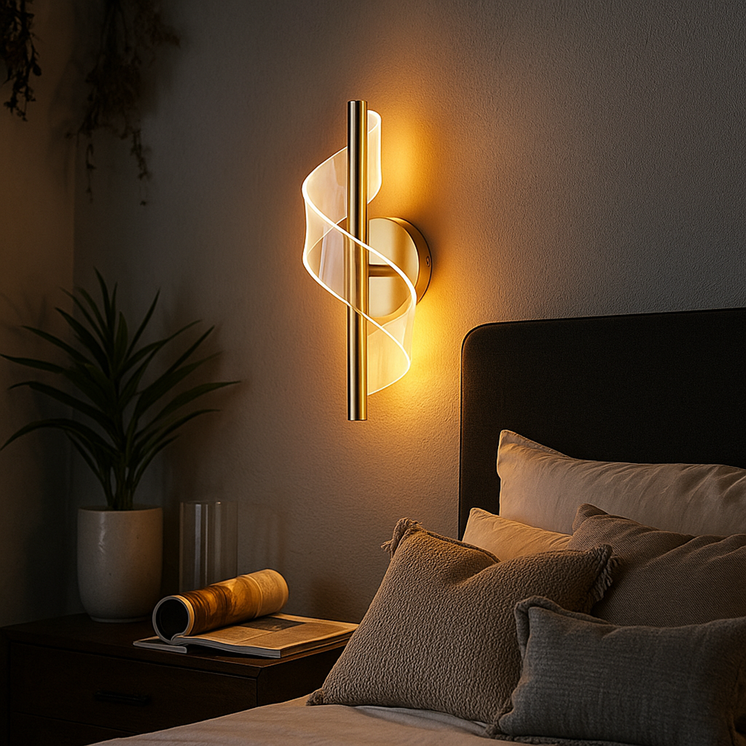 Wandleuchte LED Spirale Acryl Schwarz Metall Wohnzimmer Schlafzimmer Flur Dekorative Wandlampe Modern Skulptural | Restfield