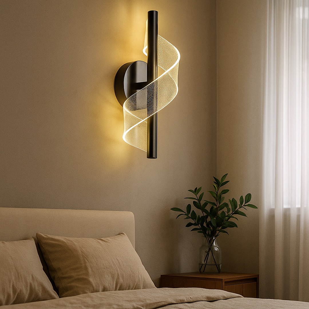Wandleuchte LED Spirale Acryl Schwarz Metall Wohnzimmer Schlafzimmer Flur Dekorative Wandlampe Modern Skulptural | Restfield
