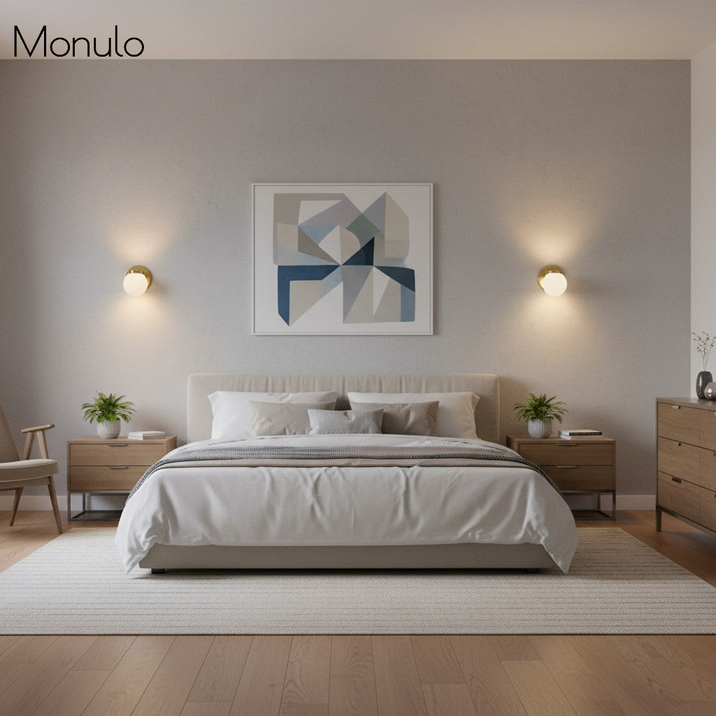 Opaal Glazen Wandlamp & Plafondlamp Dubbelfunctie Modern Design Messing | Sansoti