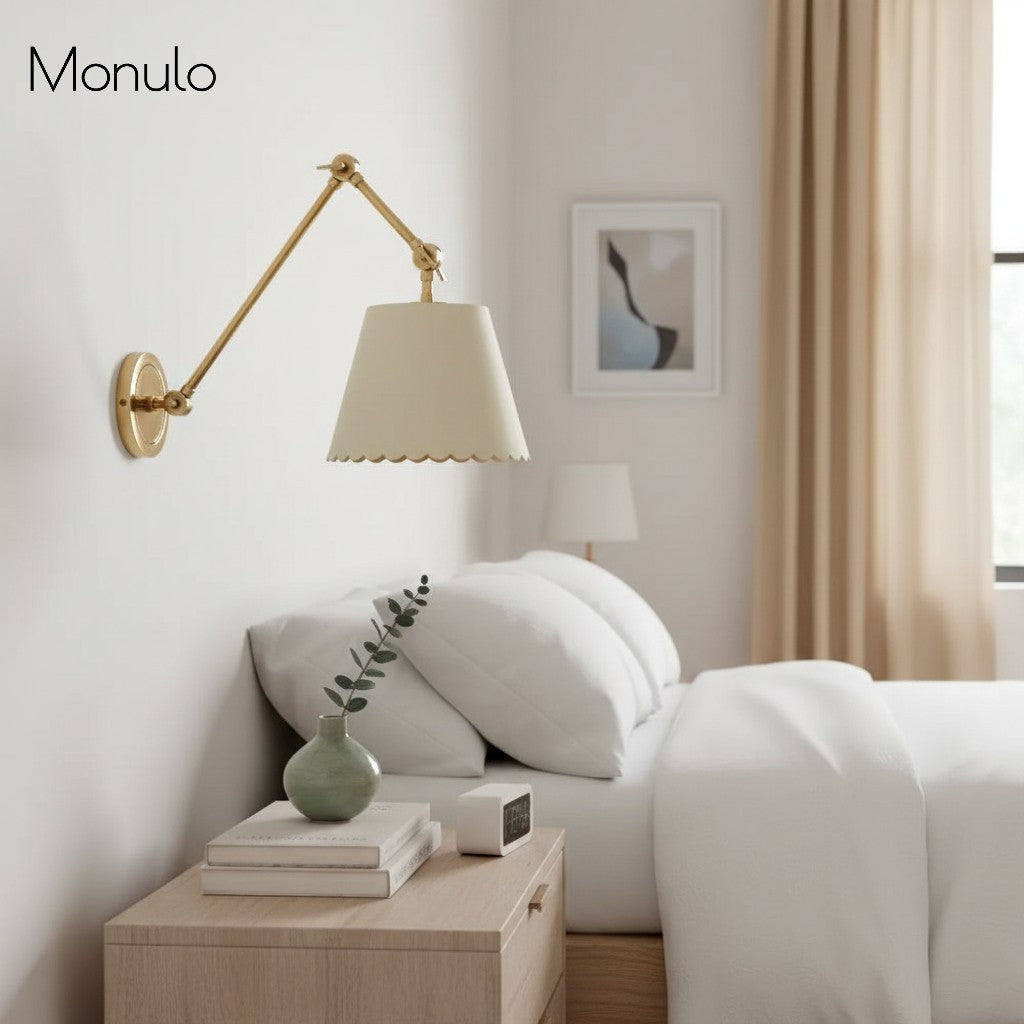 Wandlamp met Scalloped Shade – Modern Rustieke Verlichting voor Slaapkamer en Woonruimtes | Sansoti