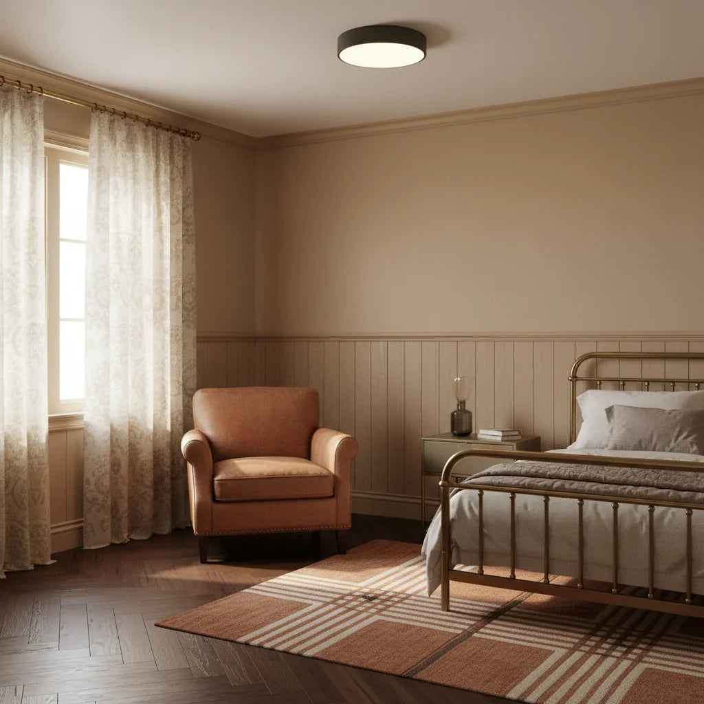 Runde Deckenleuchte mit Eisenrahmen und sanfter LED-Beleuchtung für Wohnzimmer und Schlafzimmer im modernen Stil | Sansoti