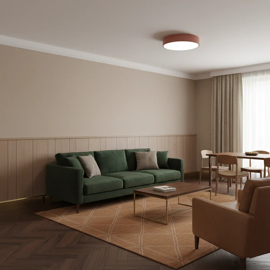 Runde Deckenleuchte mit Eisenrahmen und sanfter LED-Beleuchtung für Wohnzimmer und Schlafzimmer im modernen Stil | Sansoti