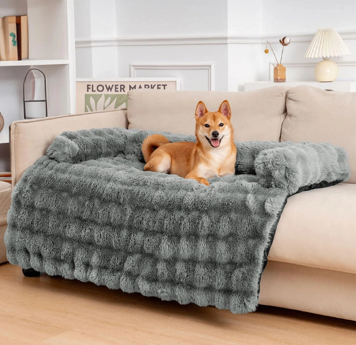 Pluche Hondenmand Sofa Beschermer Huisdiermat Antislip Bodem Wasbaar Comfort Rustplek – Grijs Koffie Tie-Dye | Sansoti