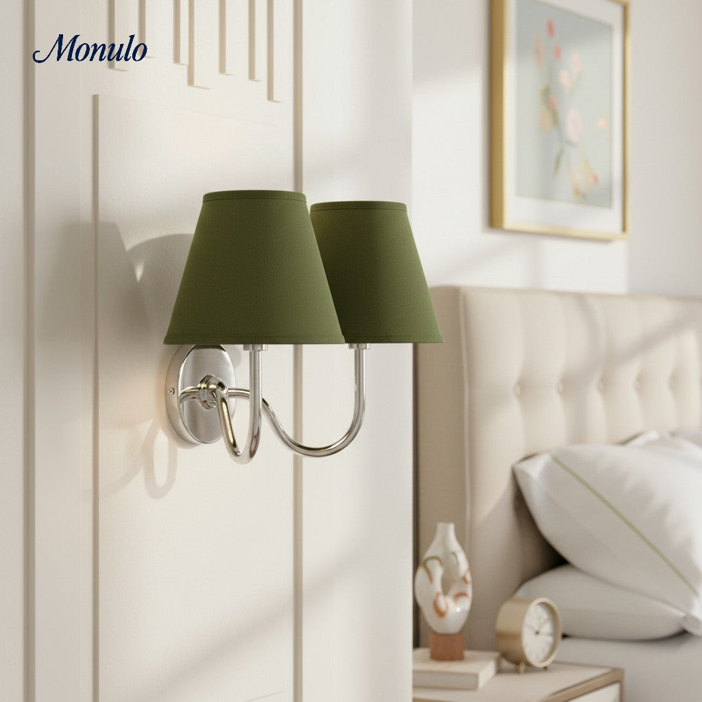 Wandlamp met Geplisseerde Stoffen Kap – Klassieke Verlichting voor Slaapkamer en Woonkamer | Sansoti