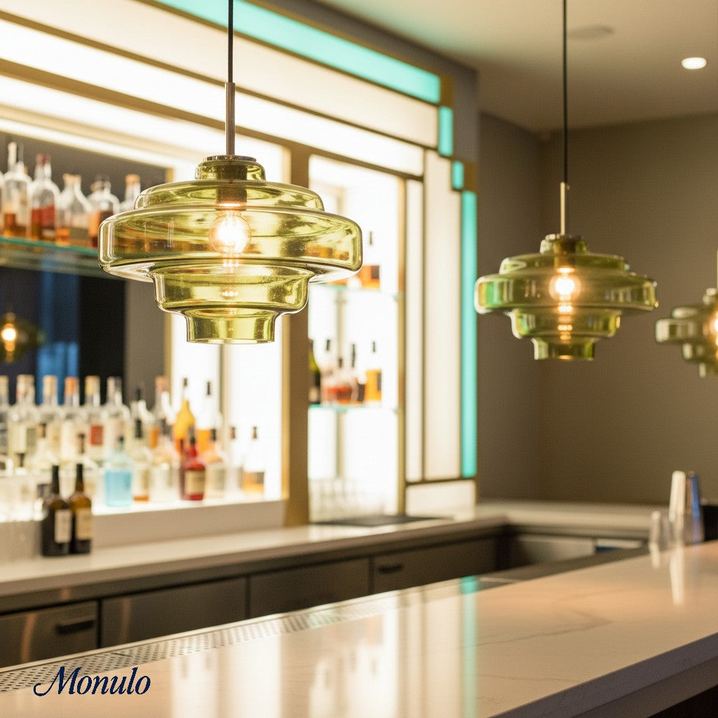 Gekleurde Glazen Hanglamp met Verstelbare Ophanging – Moderne Lichtpunt voor Eetkamer Keuken Woonkamer | Sansoti