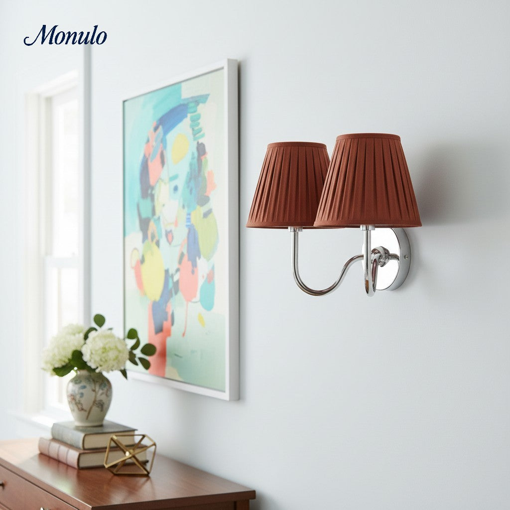 Wandlamp met Geplisseerde Stoffen Kap – Klassieke Verlichting voor Slaapkamer en Woonkamer | Sansoti