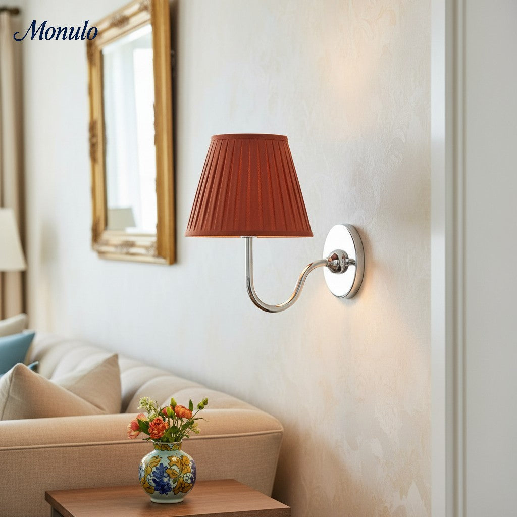 Wandlamp met Geplisseerde Stoffen Kap – Klassieke Verlichting voor Slaapkamer en Woonkamer | Sansoti