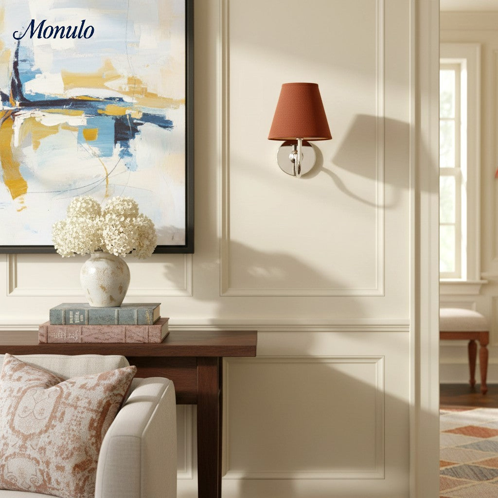 Wandlamp met Geplisseerde Stoffen Kap – Klassieke Verlichting voor Slaapkamer en Woonkamer | Sansoti