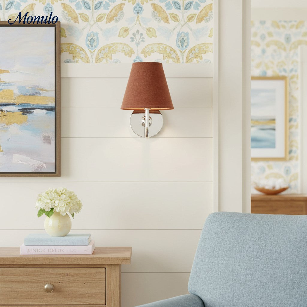 Wandlamp met Geplisseerde Stoffen Kap – Klassieke Verlichting voor Slaapkamer en Woonkamer | Sansoti